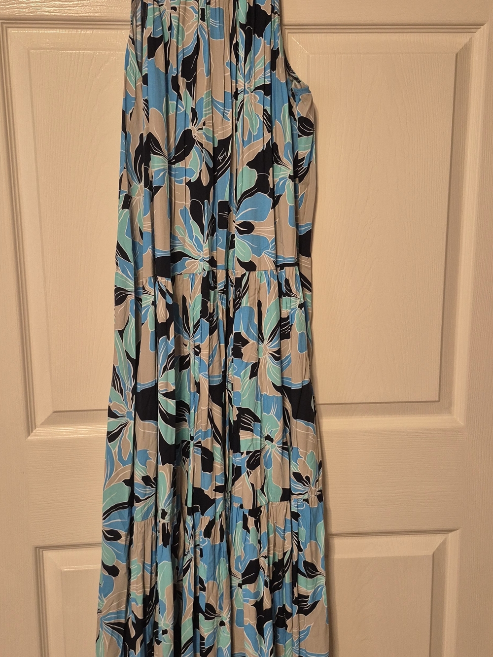 Tommy Hilfiger Blue Tan and Black Floral Maxi Dress